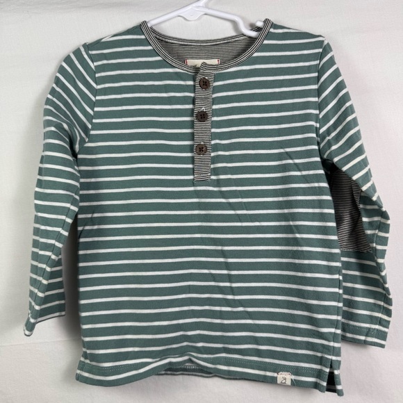 Me & Henry Green Striped Long Sleeve Kids Shirt Size 2/3Y - Picture 1 of 6